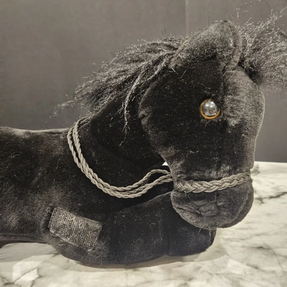 Black Horse Plush w/‎ Baby Foal Hook & Loop Set 14